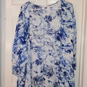 SOLD***🎄Blue and White Women's Cardigan SM PTP 28"